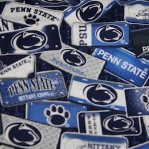 Penn State Cotton Fabric Material 1/4 Yard 9&quot; x 43&quot; We Are Penn State Blue Background Perfect for Face Masks or Crafts