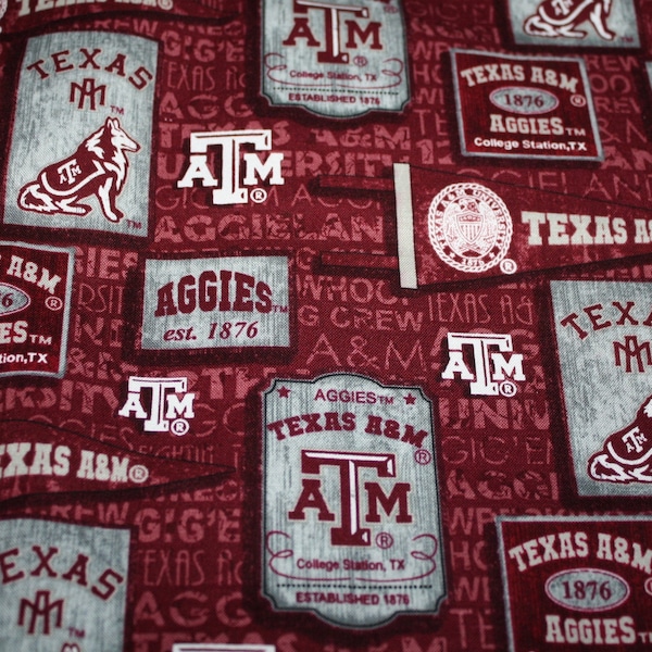 Texas A&M Cotton Fabric Helmet Logos AM Football 1/4 Yard 9" x 43" Perfect for Face Masks