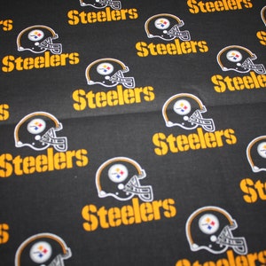 Pittsburgh Steelers Cotton Fabric Black Background 1/4 Yard 9&quot; x 54&quot; Perfect for Face Masks