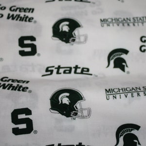 Michigan State Fabric 1 YARD Cotton Helmet Logos Football 36 » x 44 » Parfait pour les masques pour le visage