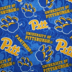 Pittsburgh University Cotton Fabric Panthers Material  1/4 Yard 9&quot; x 43&quot; Perfect for Face Masks or Crafts