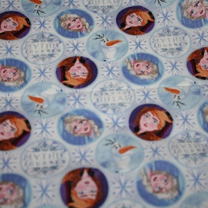 Frozen Mini Cotton Fabric Material Elsa Anna Olaf 1/4 Yard 9&quot; x 43&quot; Perfect for Face Masks Crafts
