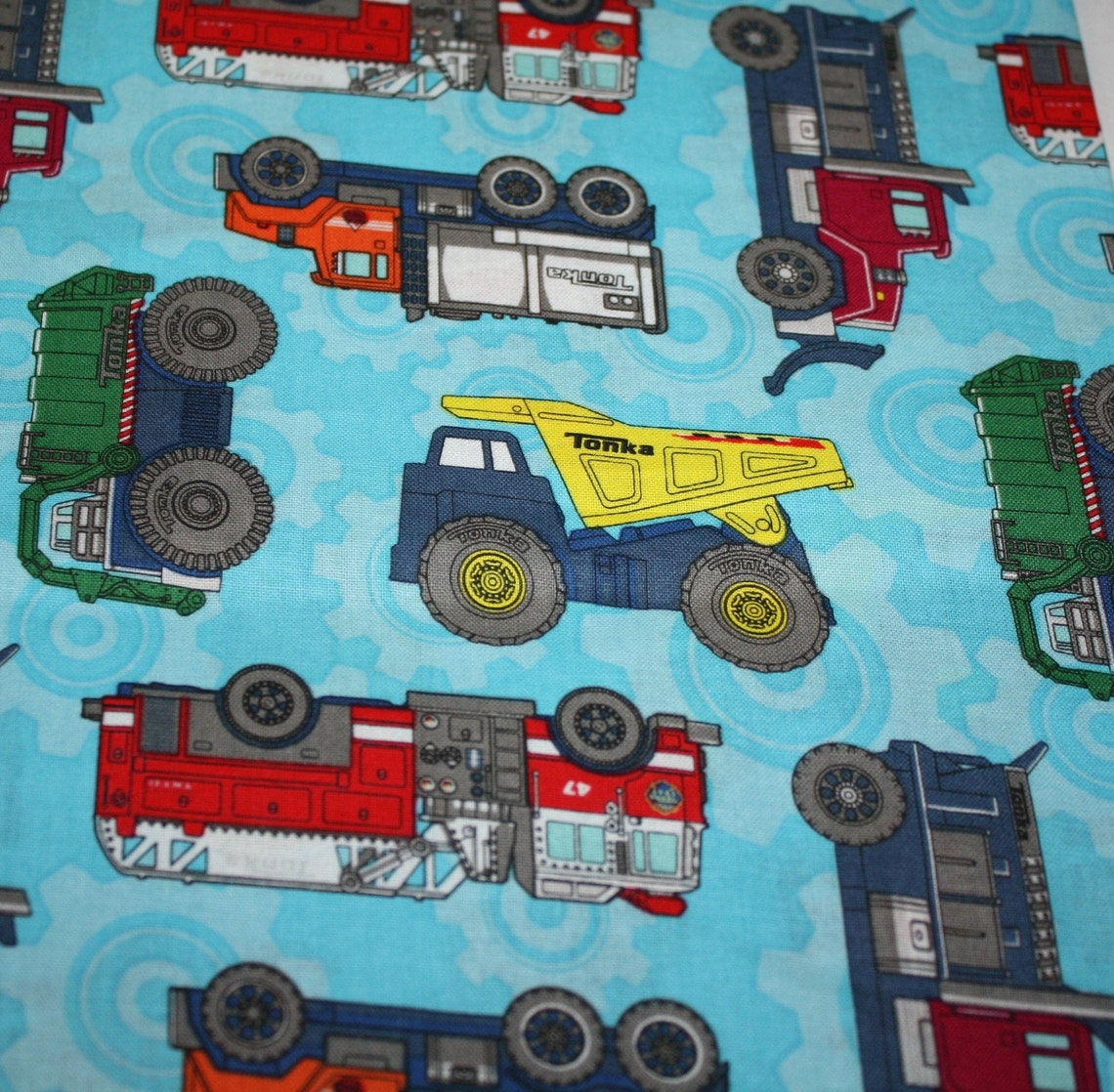 Tonka Truck Fabric Cotton Material 1/4 Yard 9 X 43 Dump Truck Fire