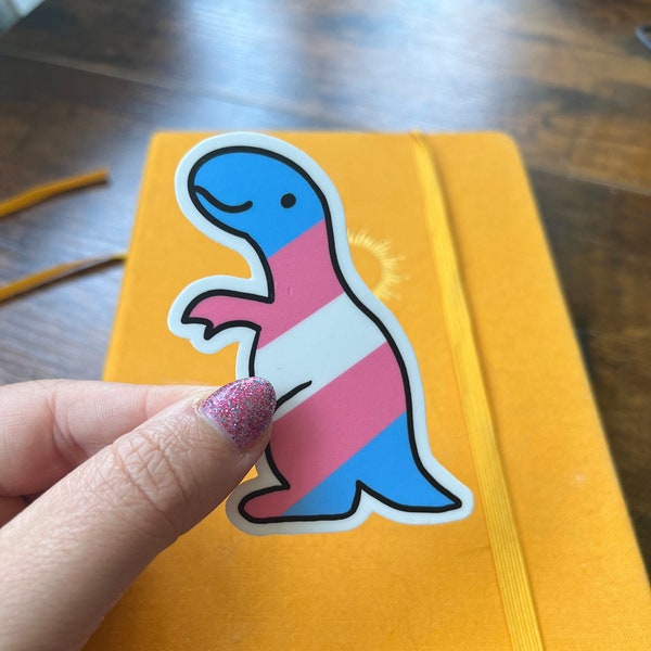 Trans Pride Dino Sticker | Transgender Pride Sticker | Dinosaur Sticker | Pride Sticker | Laptop Sticker