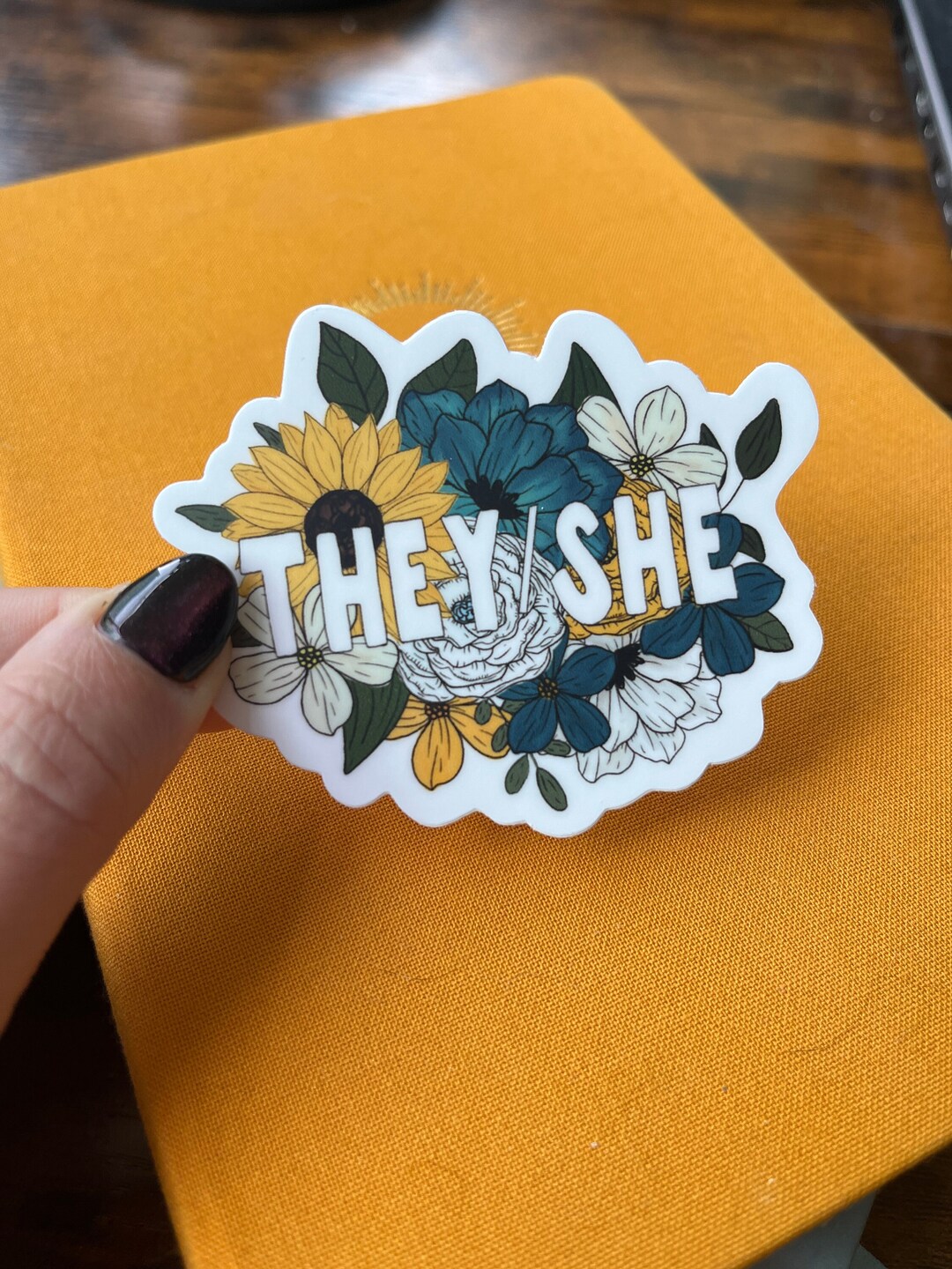 They/she Pronoun Sticker| Pronoun Sticker | They/she Sticker | Floral ...
