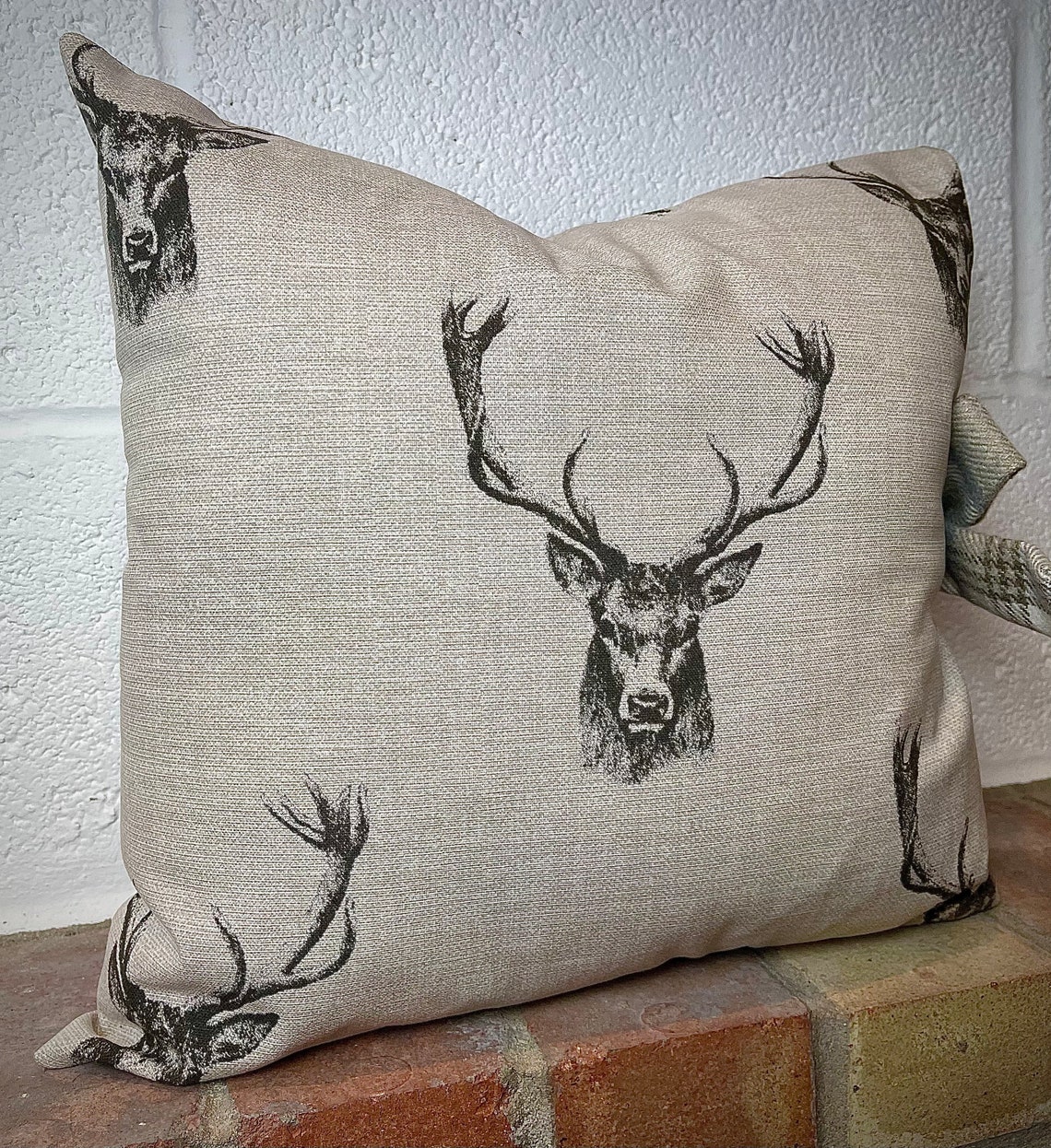 Stag Cushion 16x16 with Bow Tie Closure Cushion Cover UK Etsy