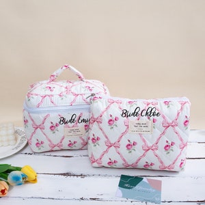 Personalised Practical Flower Makeup Bag, Vintage Cosmetic Organizer, Custom Makeup Bag,Bridesmaid Gift, Toiletry Bag, Travel Case Pouch