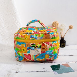 Personalised Simple Practical Flower Makeup Bag, Vintage Cosmetic Organizer, makeup bag or mini makeup bag, Toiletry Bag, Travel Case Pouch