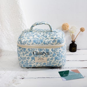Trousse de maquillage personnalisée simple et pratique avec des fleurs, organisateur de cosmétiques vintage, trousse de maquillage ou mini trousse de maquillage, trousse de toilette, pochette de voyage