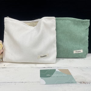 Personalised Travel Cosmetic Bag, Portable Makeup Storage Bag, Corduroy Makeup Bag, Velvet Zipper Pouch, Make Up Bag.