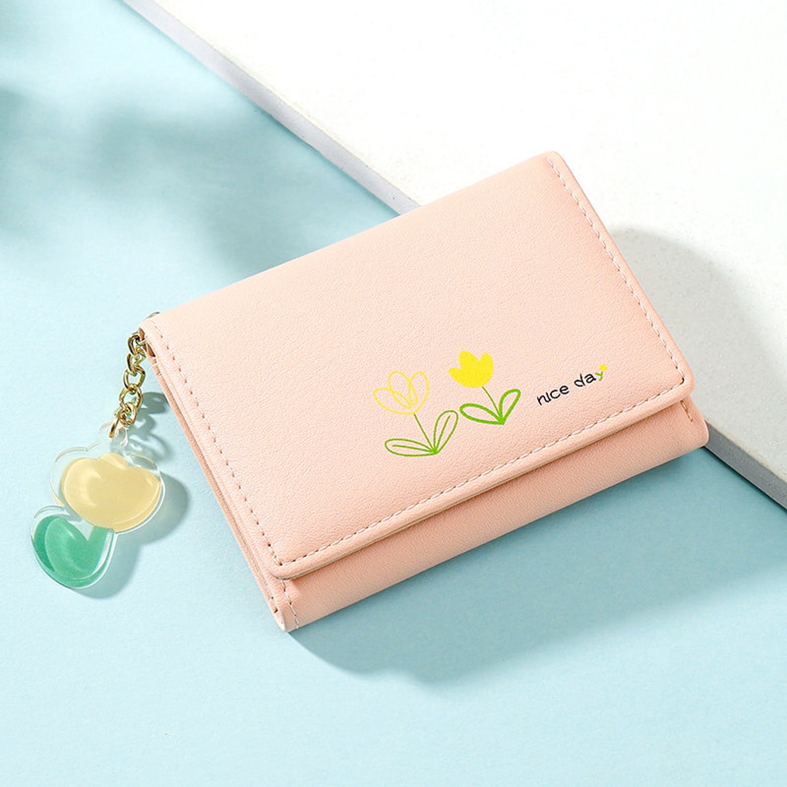 Personalized Wallet/ Kawaii Flower Simple Pendant Purse/ Pink | Etsy