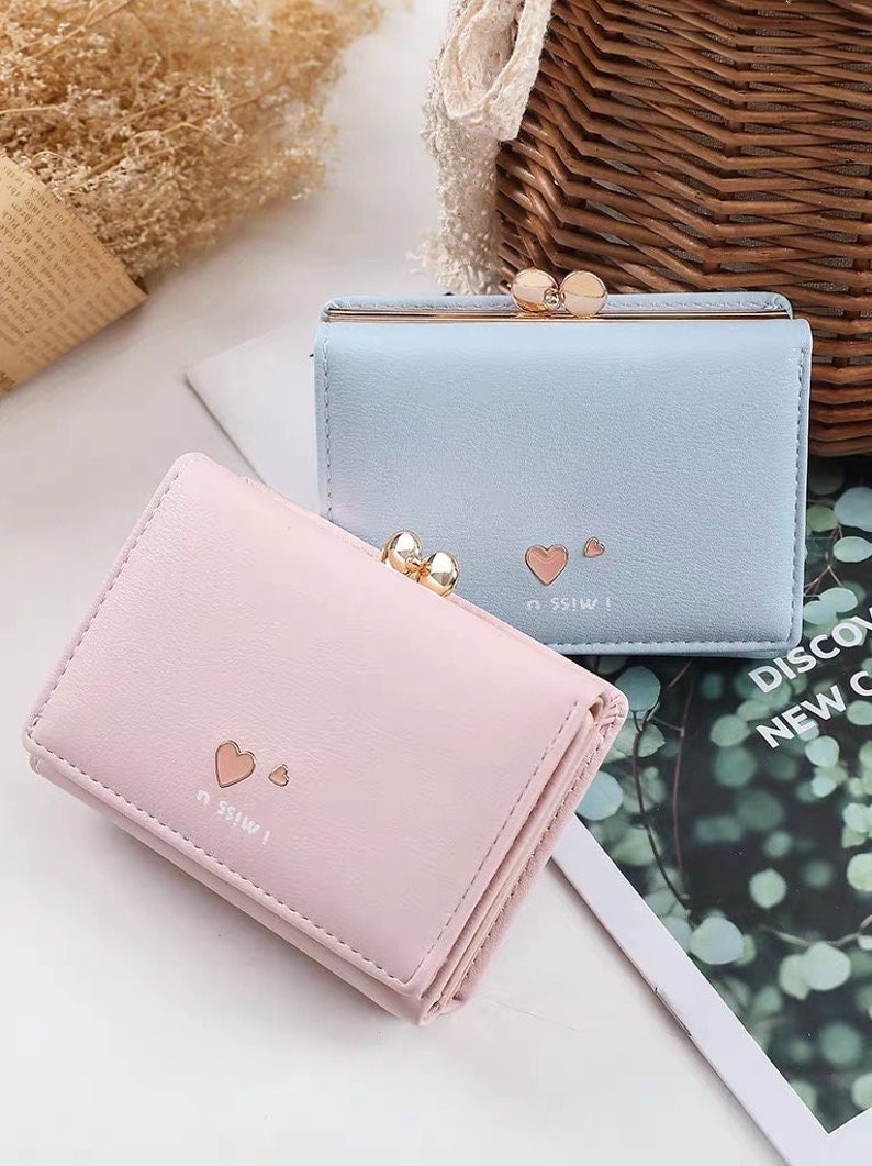 Personalized Kawaii Wallet/pink Heart Korea Small Purse/ Blue | Etsy