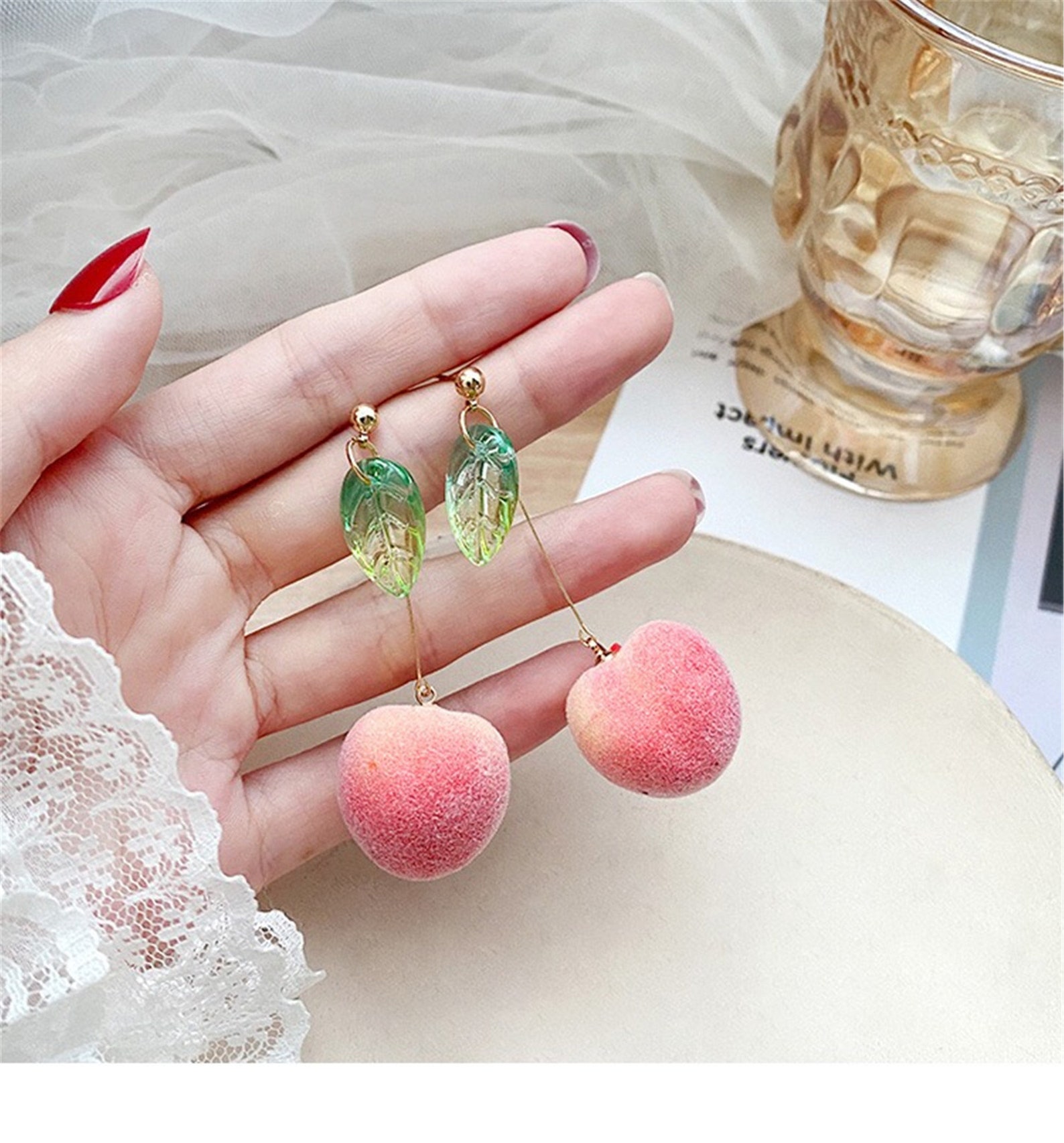 Pink peach Earrings Lovely peach earrings with low allergen Etsy