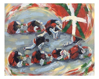 Ikurriña Dantza Basque Canvas Art Print