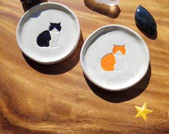 Cat Motif Ceramic Trinket Dish, Spoon Rest
