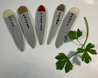 Set of 5 Rustic Herb Markers| garden/plant markers| ceramic decor| outdoor decor| culinary herb| garden sign| gardening gift