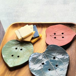 Porte-savon en feuille avec égouttoir - Porte-éponge de cuisine, cadeau de pendaison de crémaillère