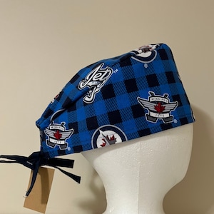 Winnipeg Jets Scrub Cap: Unisex Cotton Plaid Scrub Hat