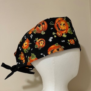 Halloween Scrub Cap. Unisex scrub cap. Fall scrub cap. Pumpkin scrub cap