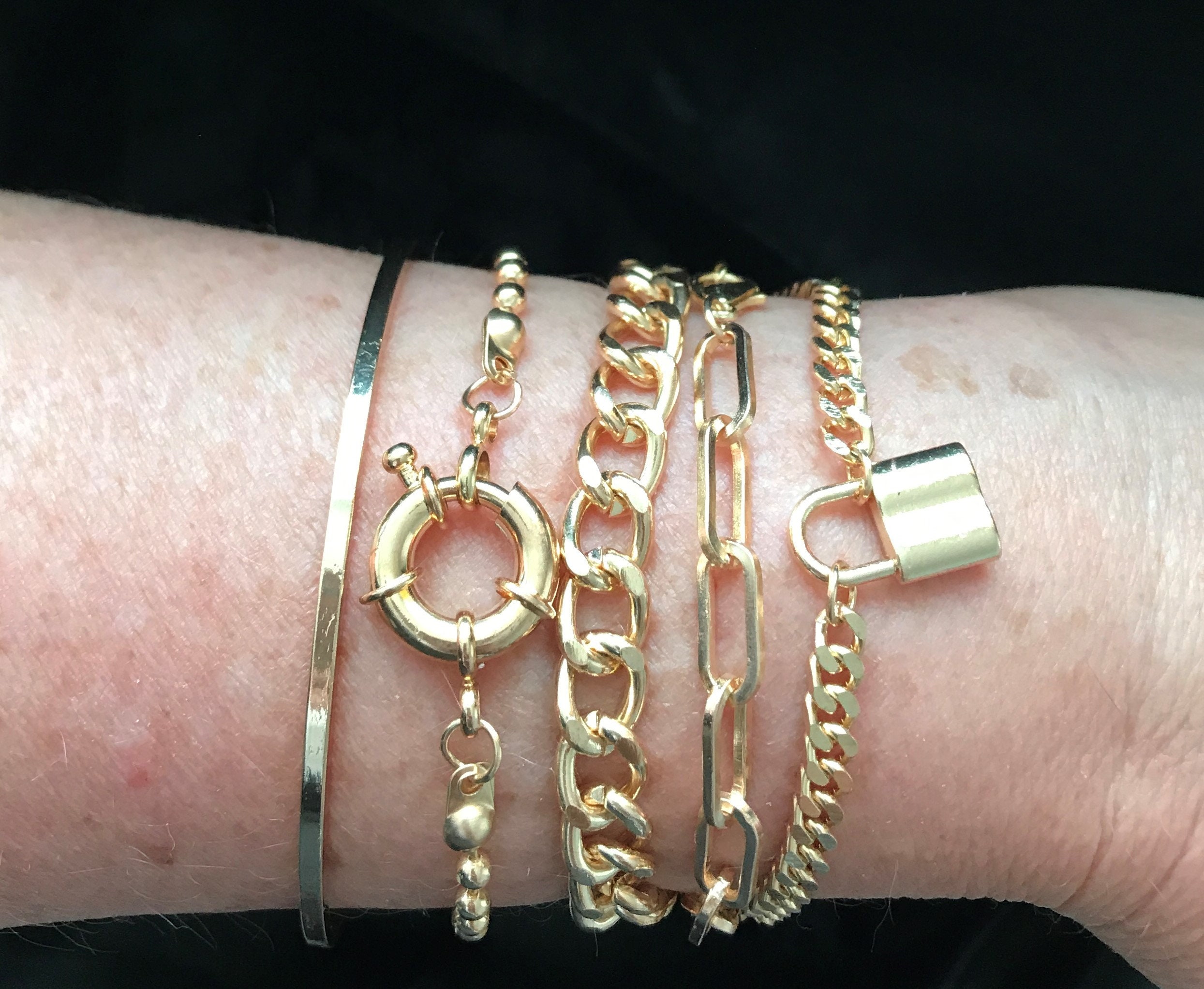 Gold Bracelet Stack Stackable Gold Plated Bracelet Gold Etsy UK