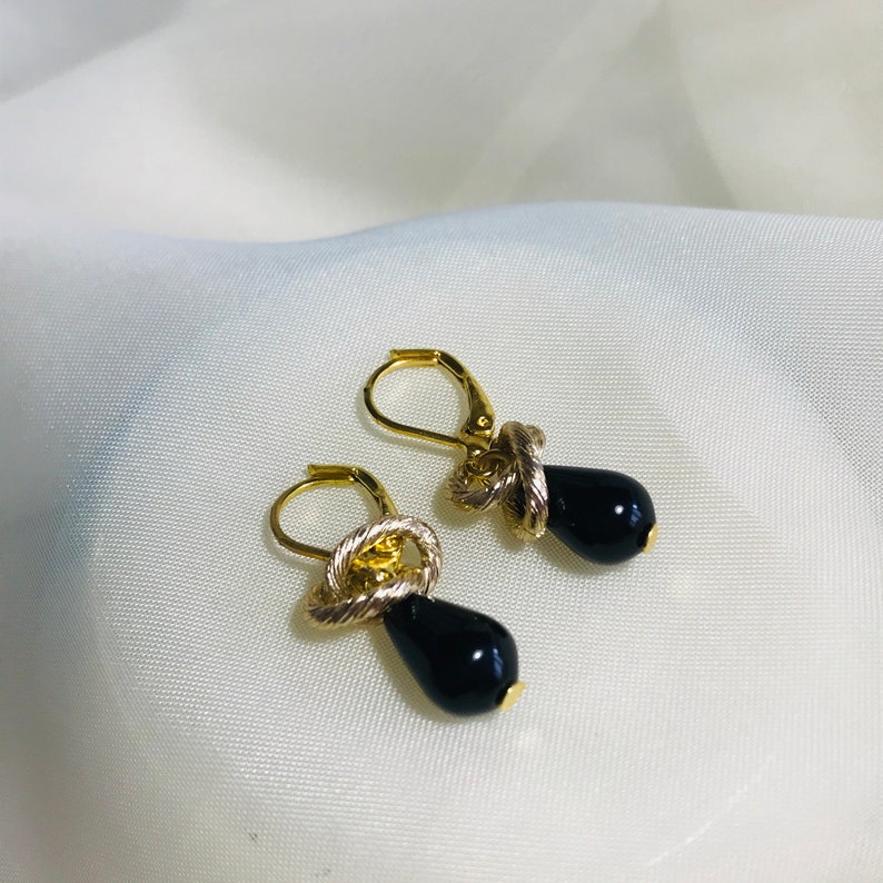 Black Onyx Drop Earrings Gold Plated Earrings Onyx Earrings - Etsy Ireland