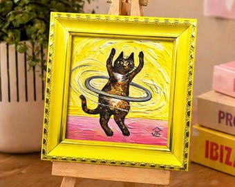 Peinture de cerceau chat écaille de tortue, art écaille, décoration d'entraînement, cadeau chat de remise en forme
