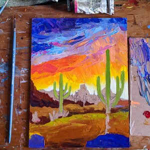 Cactus Painting Saguaro National Park Hand-painted Artwork - Etsy