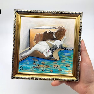 Getigerte Katze Gemälde: Lustige schlafende Katze im Kasten Wanddekor