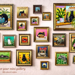 Black Cat Painting, Dopamine Decor, Quirky Kitten in Box, Cat Lover Gift image 10