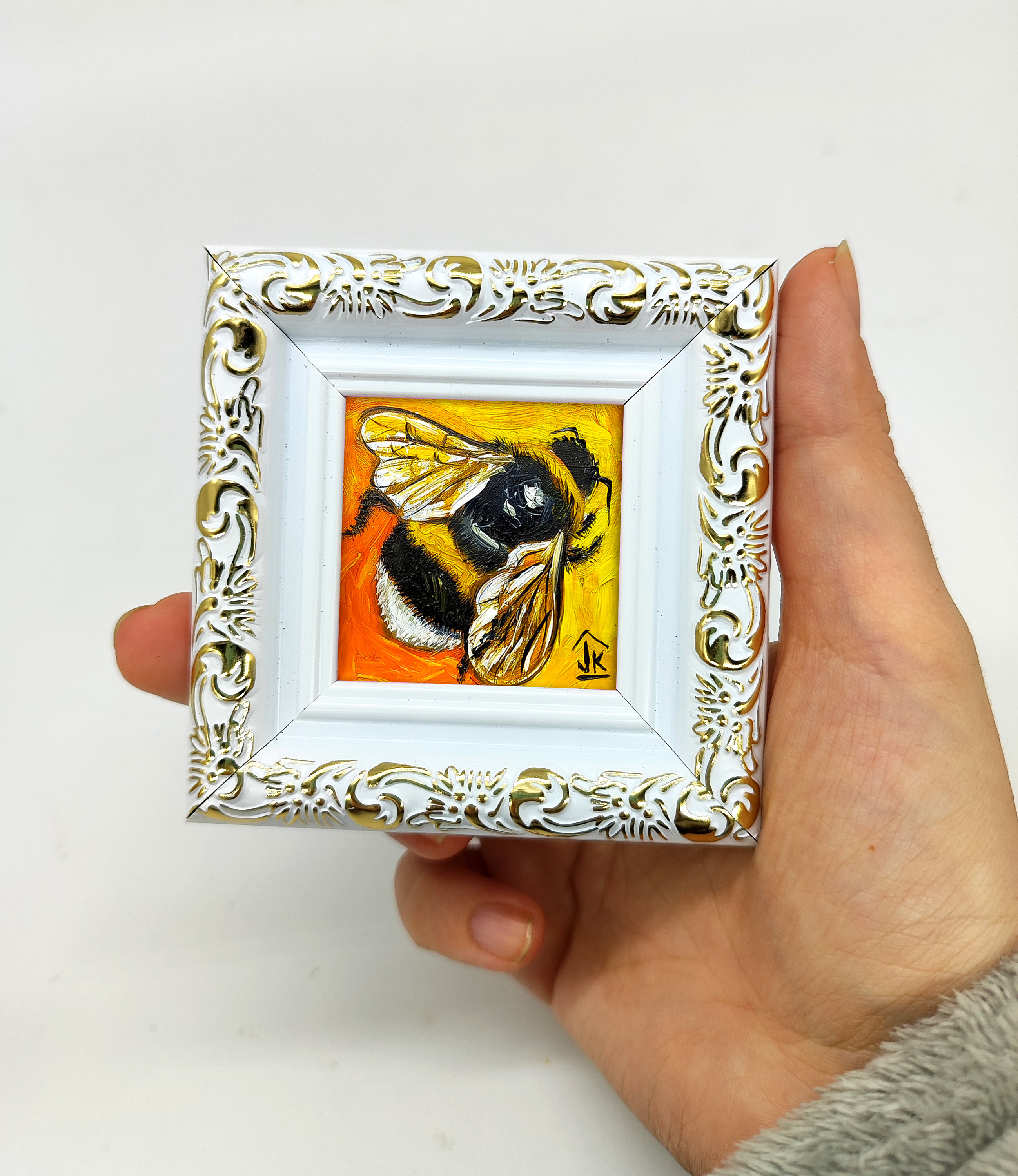 Bumblebee Painting Framed Hand-painted Tiny Bumblebee Artwork Bee Wall ...