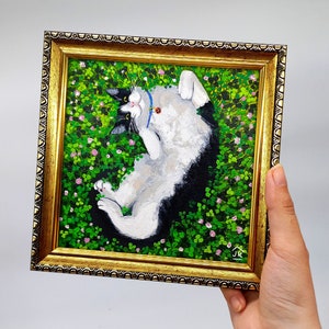 Tuxedo Cat Painting: Hand-Painted Kitten Wall Art (6x6)
