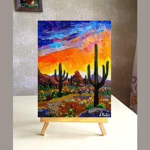 Cactus Painting Saguaro National Park Hand-painted Artwork - Etsy