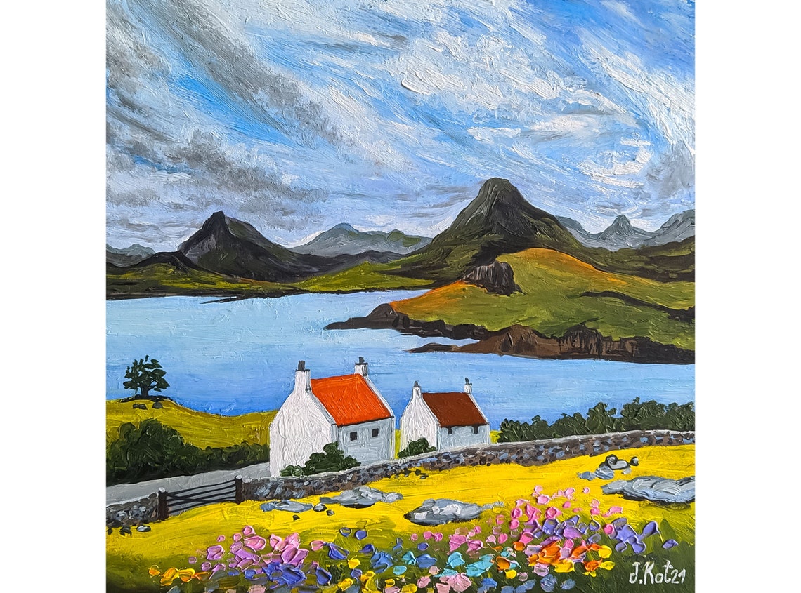 Ireland Painting House Portrait Original Art Fairytale Etsy