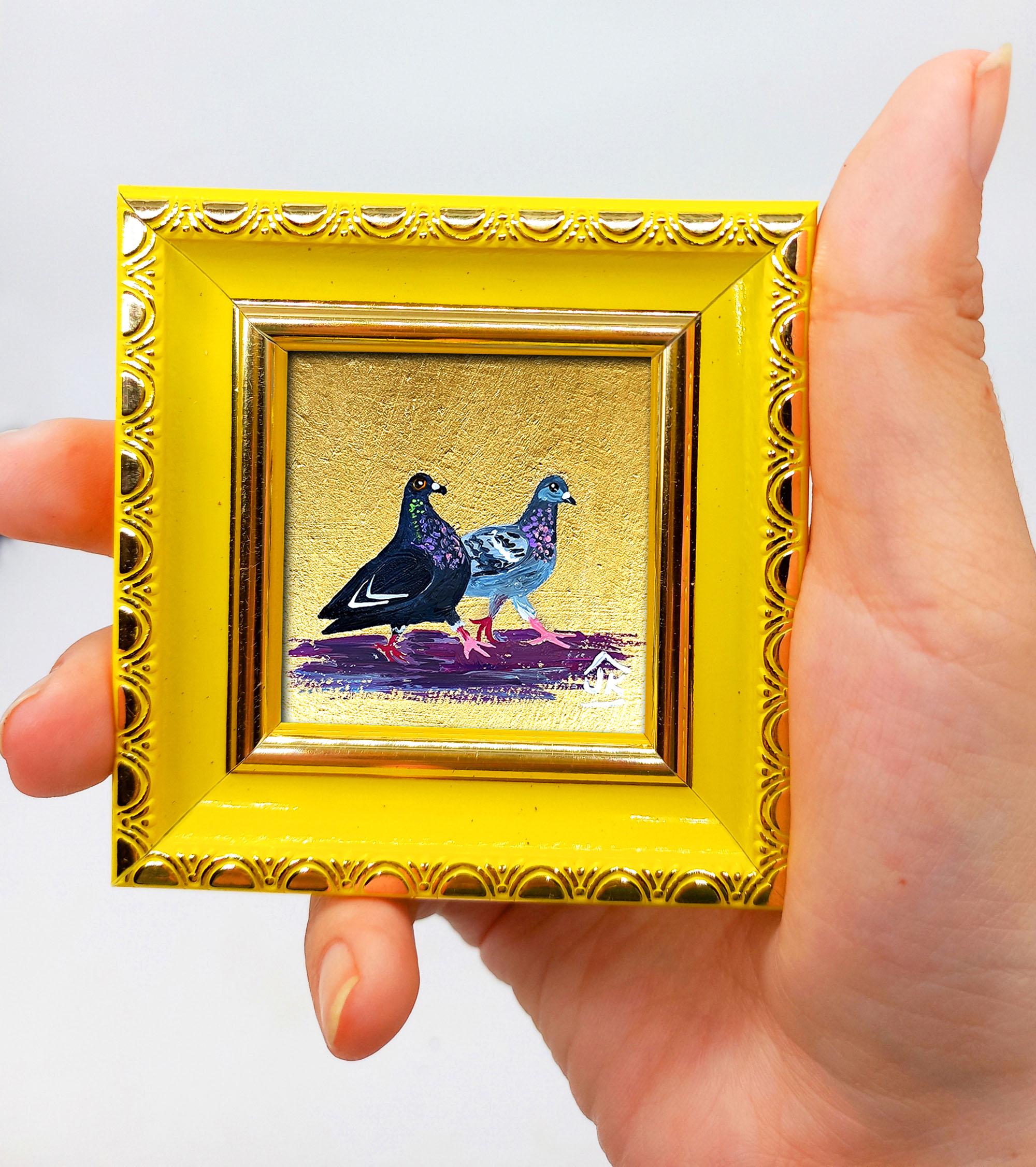 額入り鳩の絵画：小さなオリジナルアート、鳥好きへのギフト - Etsy 日本