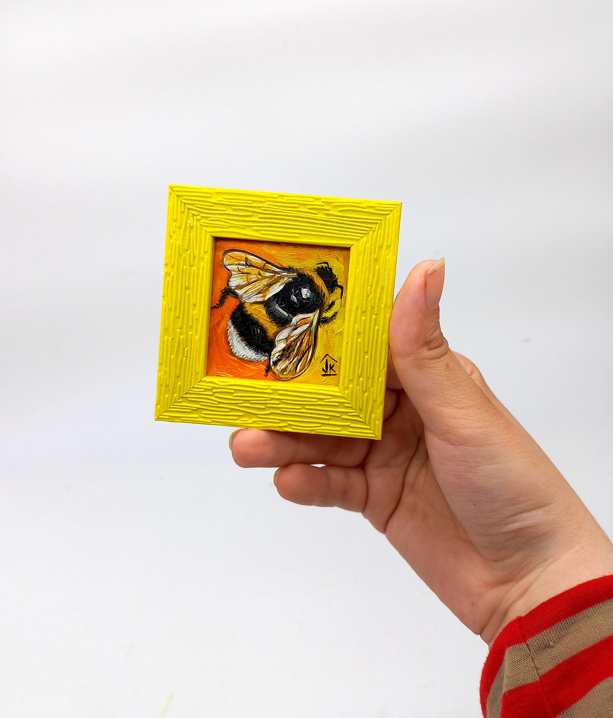 Bumblebee Painting Framed Hand-painted Tiny Bumblebee Artwork Bee Wall ...