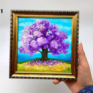 Jacaranda Tree Oil Painting: Purple Floral Landscape Art