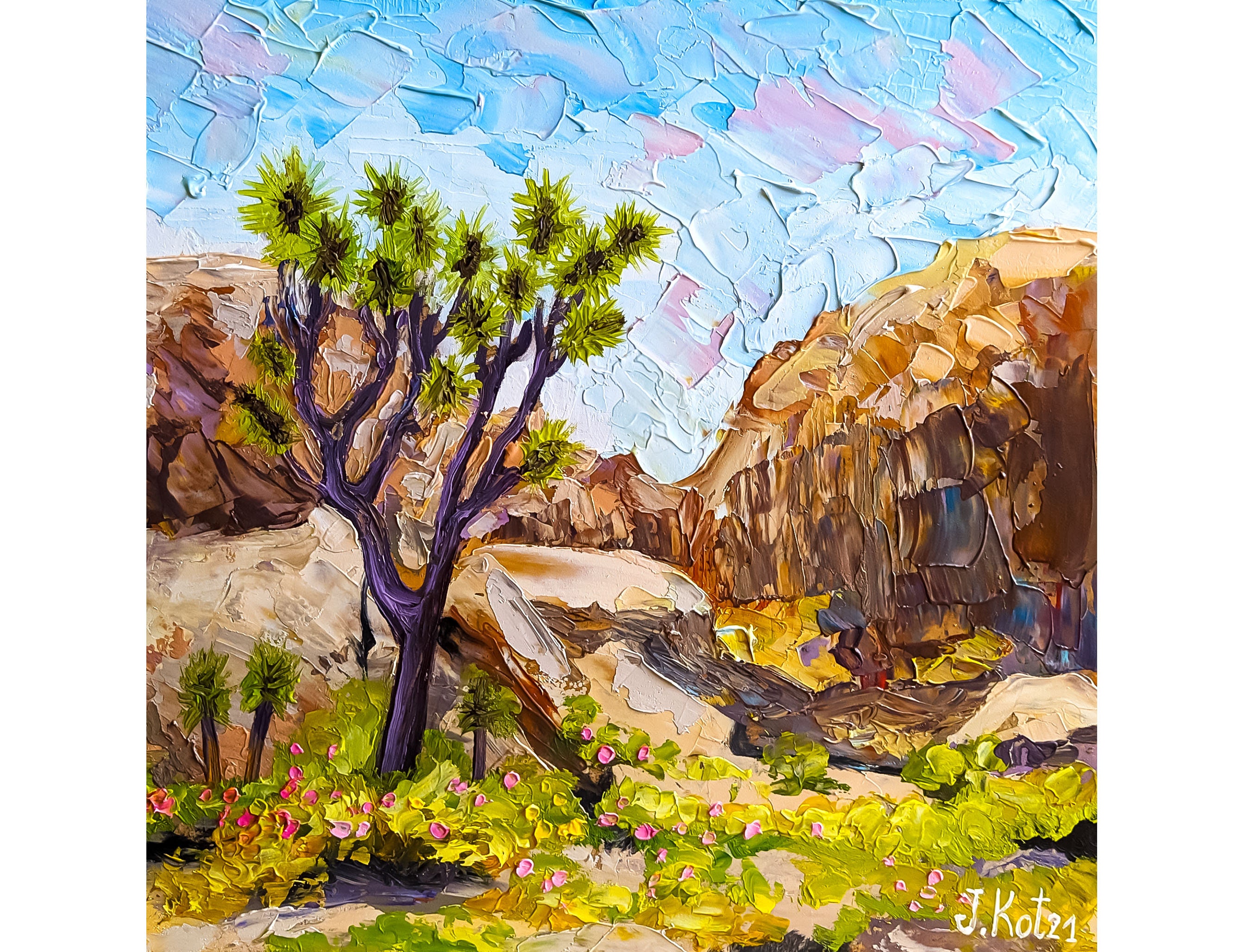 Joshua Tree Painting National Park Original Art Impasto Etsy