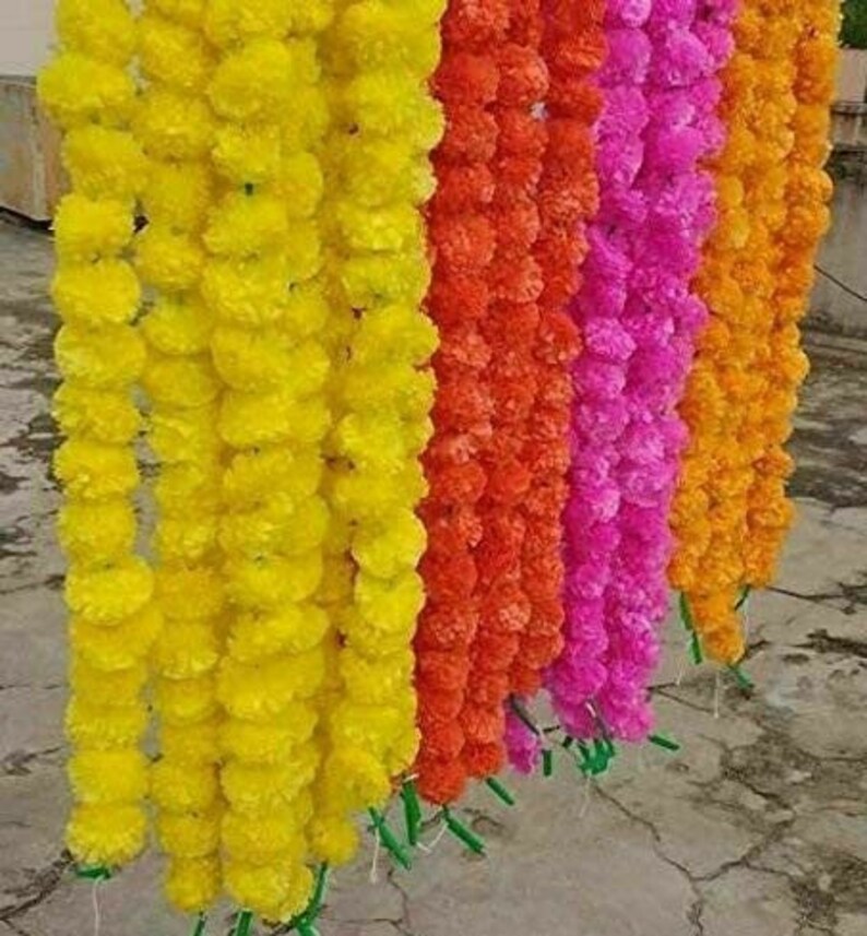 Artificial Marigold Garlands pack of flowers size 5 feet home Etsy