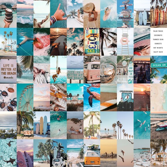 Beach Aesthetic Photo Collage Kit Etsy