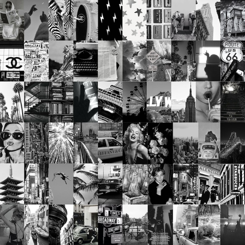 Kit de collage photo esthétique noir et blanc DIGITAL Etsy France