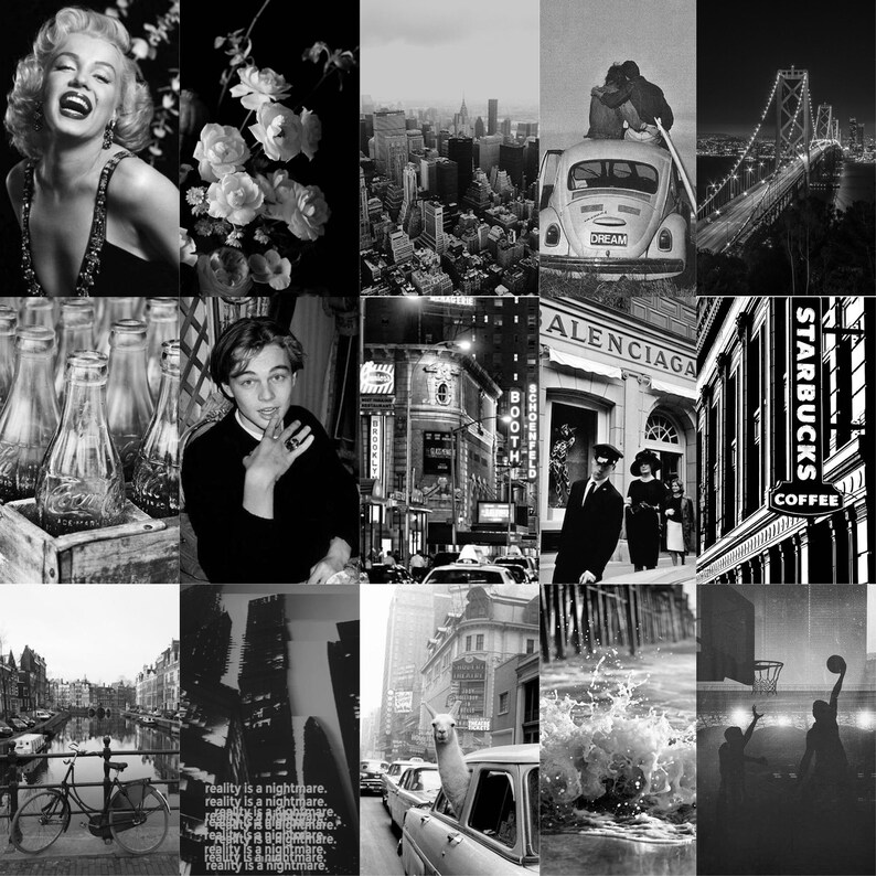 Black and White Aesthetic Photo Collage Kit Etsy