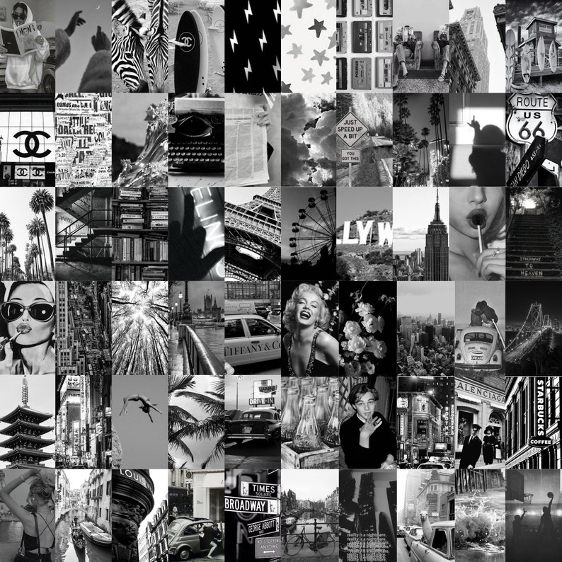 Black and White Aesthetic Photo Collage Kit Etsy UK