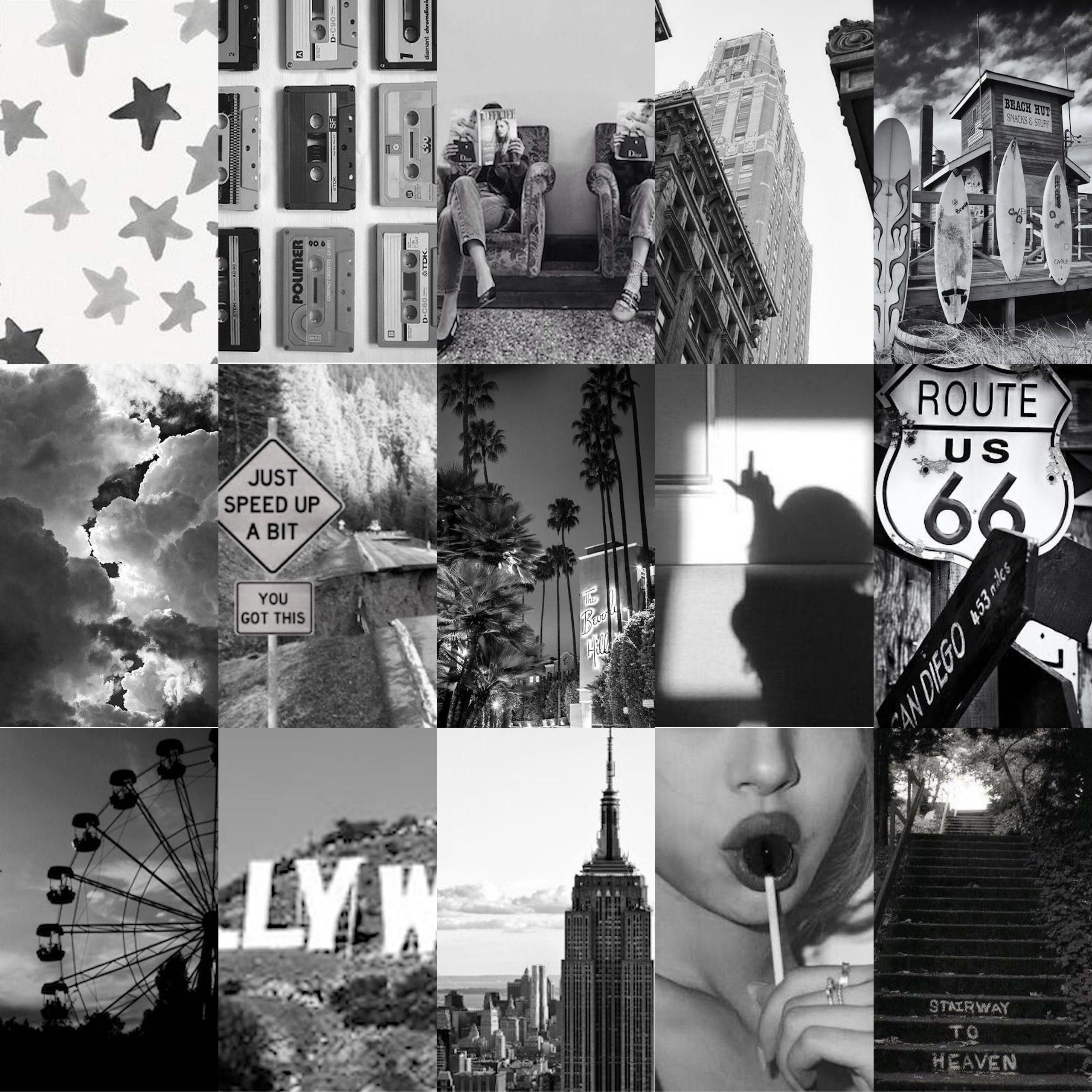 Black And White Aesthetic Photo Collage Kit Achtergronden Zwart En ...