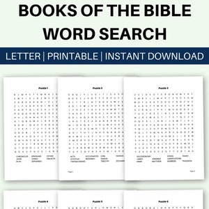 Books of the Bible Word Search with 6 Puzzles | Can Be Used As a Sunday School Printable or Children&#39;s Church Activity | Instant Download