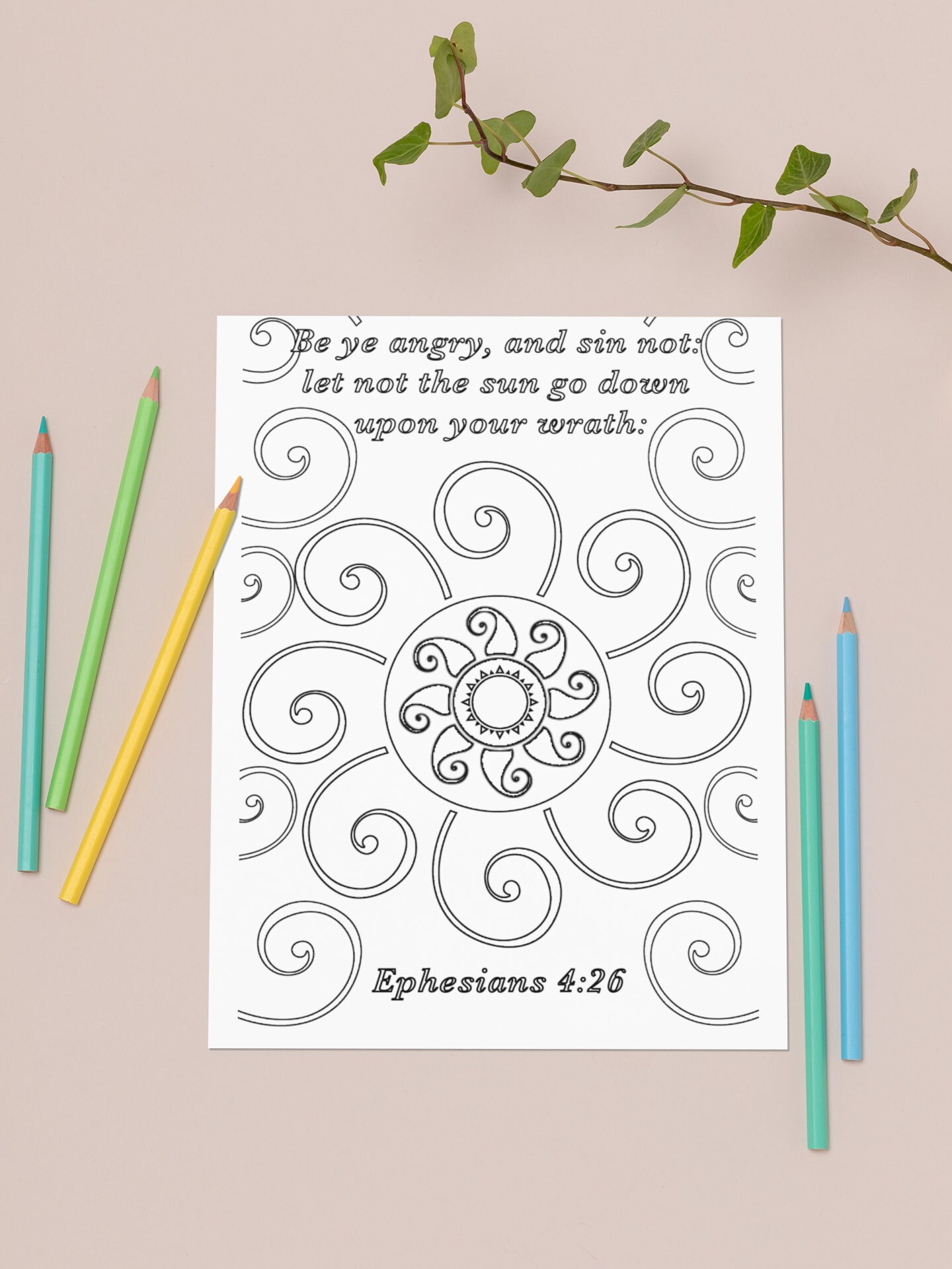 Bible Verse Coloring Page, Printable Instant Download, Christian