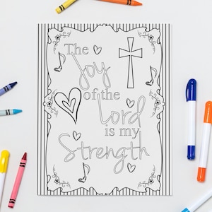 The Joy of the Lord Is My Strength Psalm Coloring Page, Christian Coloring Page, Great for Sunday School
