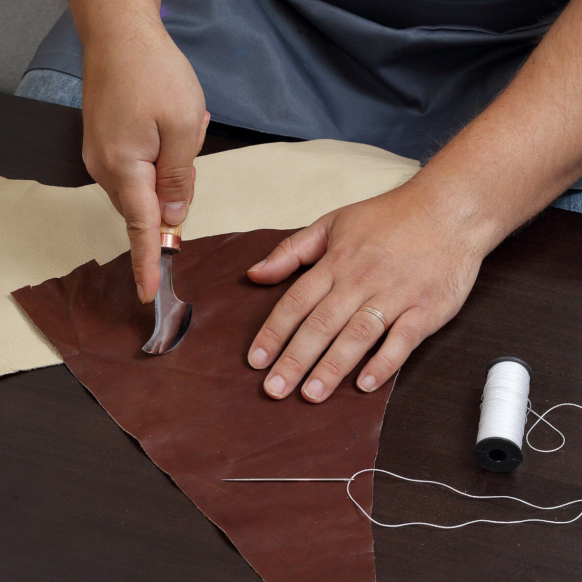 Leather Working Knife. Main Leather Tool With Two Sharp Edges. Etsy