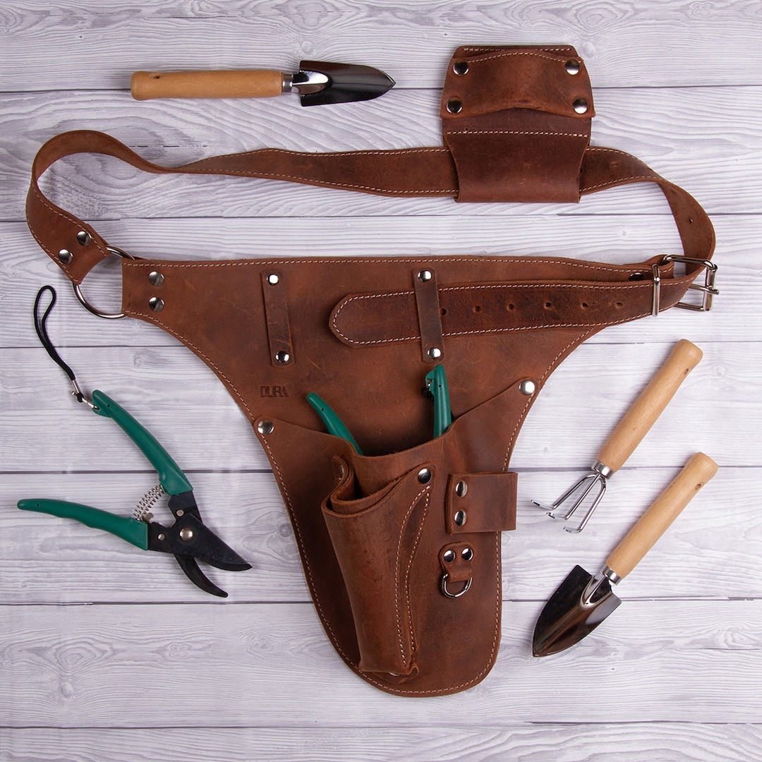 Leather Garden Tool Belt. Personalized Florist Tool Belt Leather