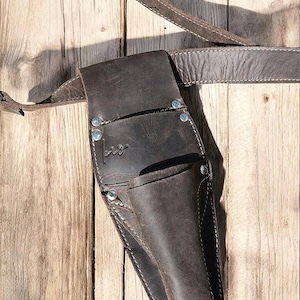 Hori Hori Leather Sheath belt with Pruner and Scissor Pockets. Florist Tool Belt Leather, Gardening Belt.