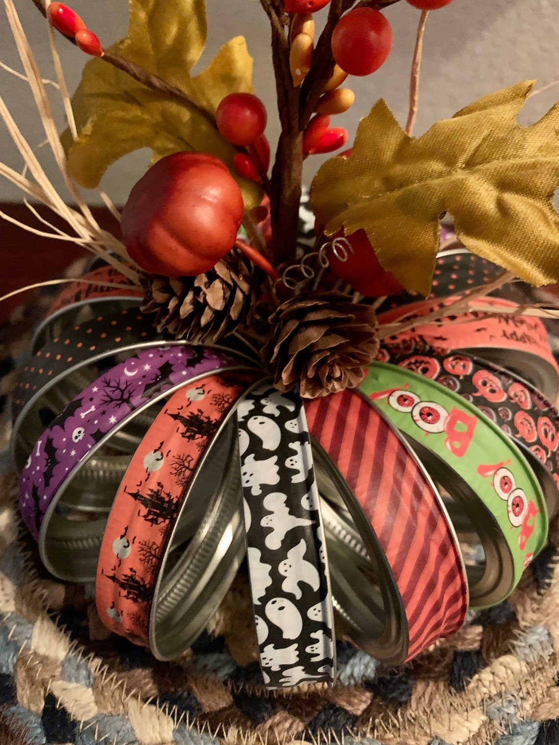 Canning Jar Lid Halloween/fall Pumpkin Mason Jar Lid Pumpkin Etsy